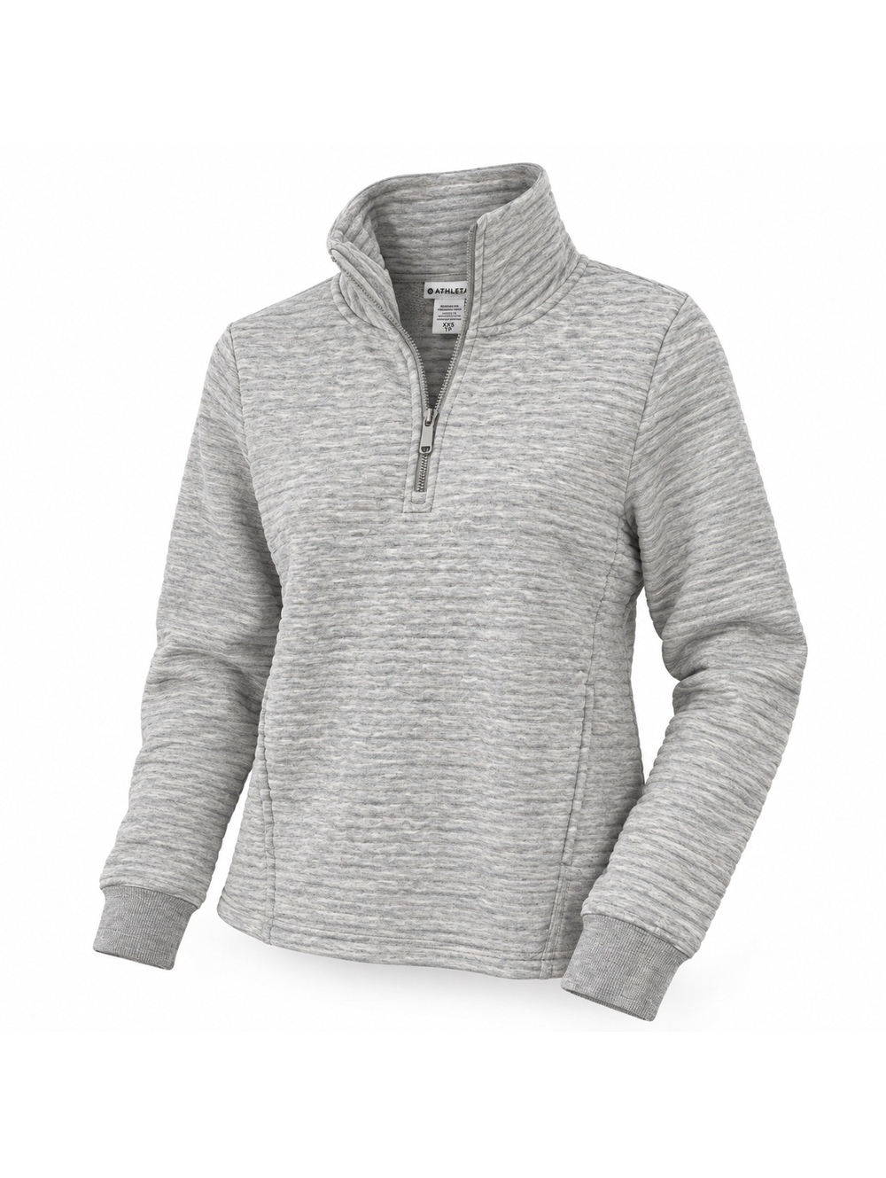 Athleta Ribbed Ottoman Quarter Zip Jacket Pullover Grey Womens Sz XXS Athleisure